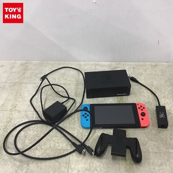 1円〜 動作確認/初期化済/箱無 Nintendo Switch 本体 HAC-001、Joy-Con HAC-015 ネオンブルー 、HAC-016 ネオンレッド他_画像1