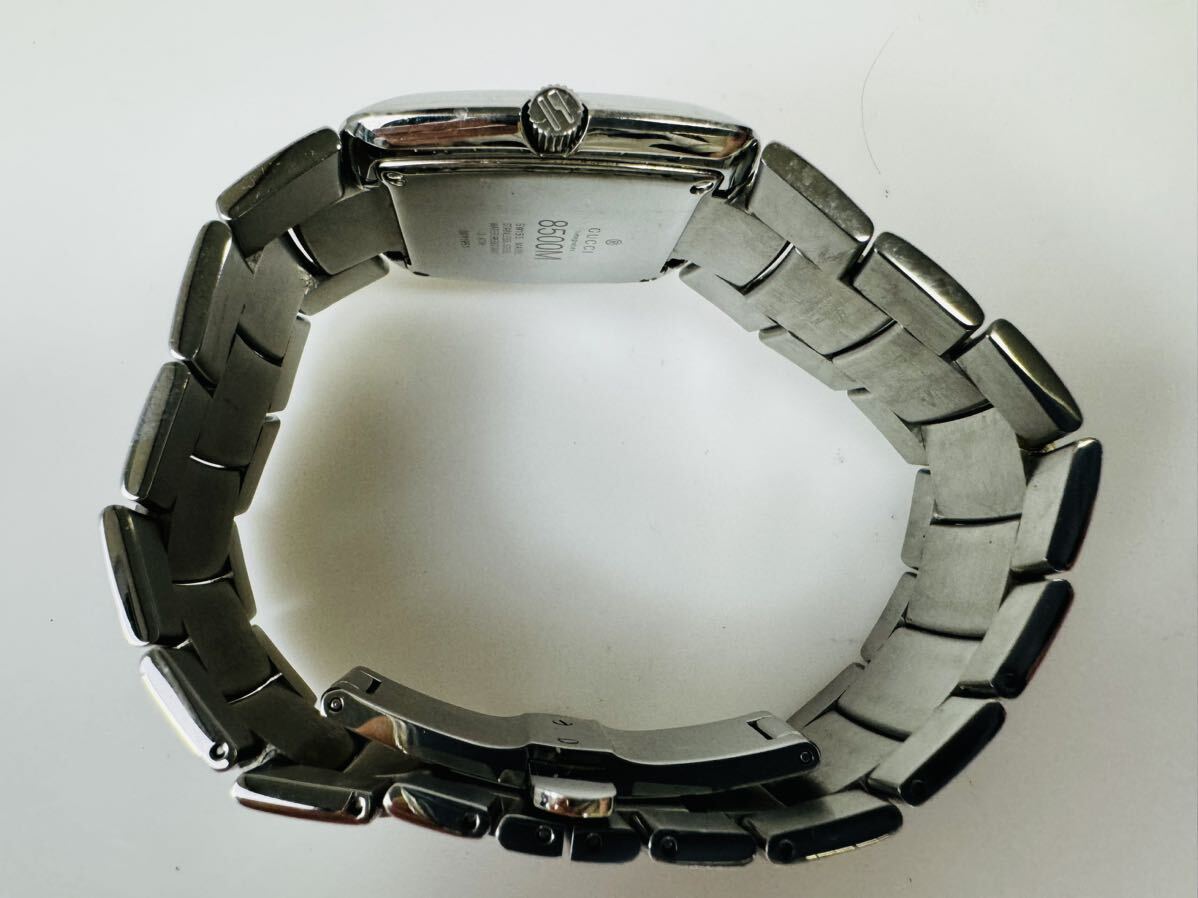 ● GUCCI グッチ 8500M スクエア クオーツ グレー文字盤 メンズ腕時計 （コマ付）/265633/515-51_画像5
