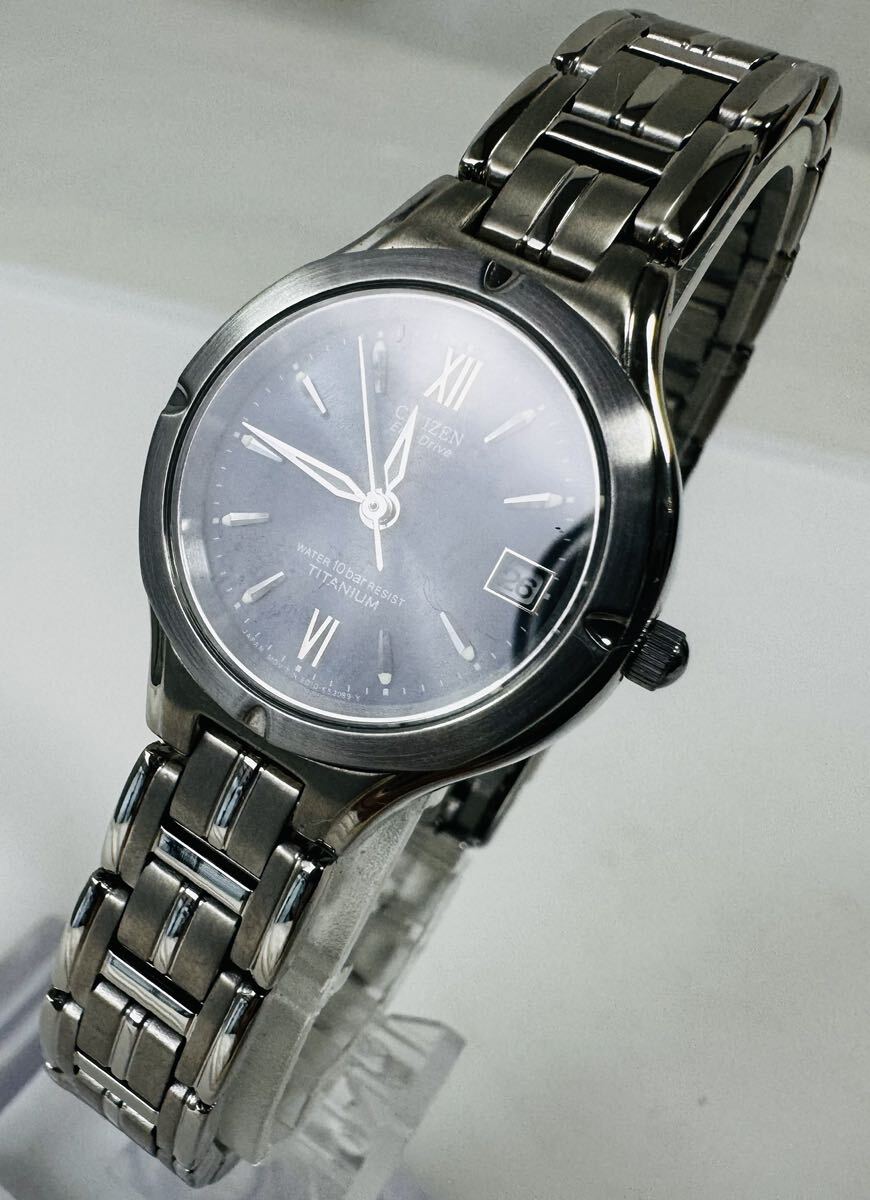 Ψ CITIZEN シチズン Eco-Drive エコドライブTITANIUM クォーツ 3針 E101-S042011 腕時計 箱・取説付/264887/430-41_画像2