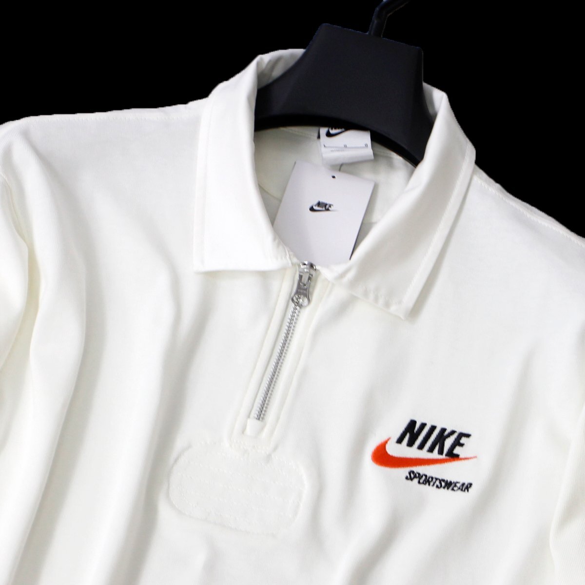 新品 NIKE ナイキ ハーフジップ 長袖 ポロシャツ XL 白 切替 シャツ メンズ ロゴ刺繍 SWOOSH スポーツ ウェア ホワイト ◆CG2306B_画像3