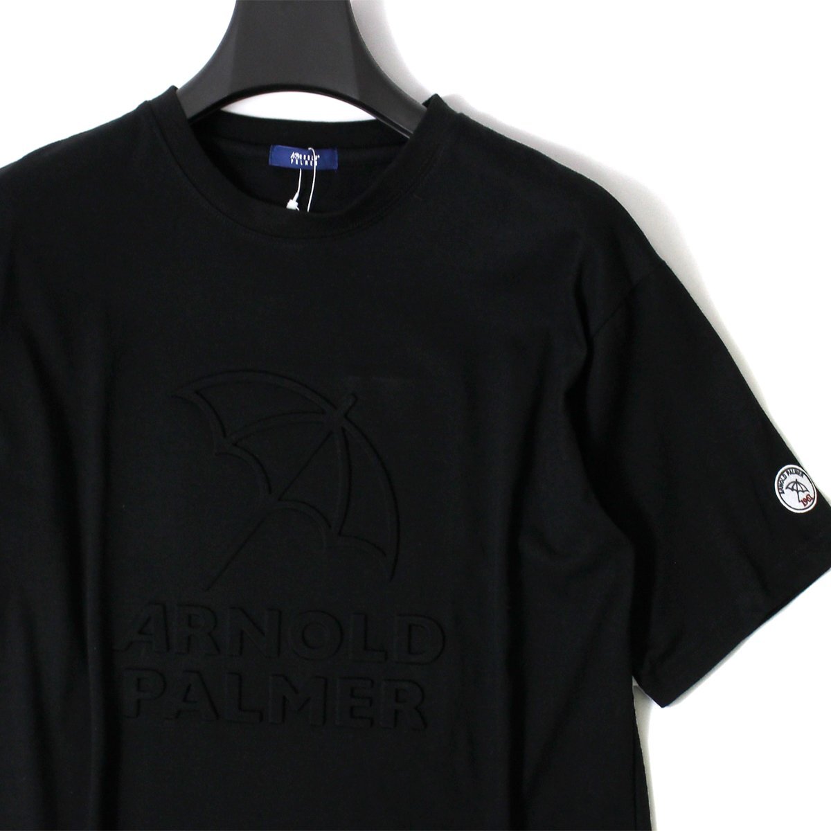 新品 アーノルドパーマー ビッグロゴ エンボス 半袖 Tシャツ L 黒 Arnold Palmer シャツ トップス メンズ カジュアル ◆CG2327B_画像1