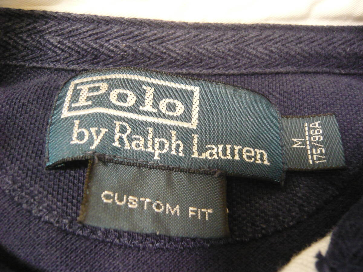 POLO by RALPH LAUREN ラルフローレン ビッグポニー 胸刺繍ロゴ ラガーシャツ 鹿の子ポロシャツ カノコ 紺 ネイビー メンズM_画像9