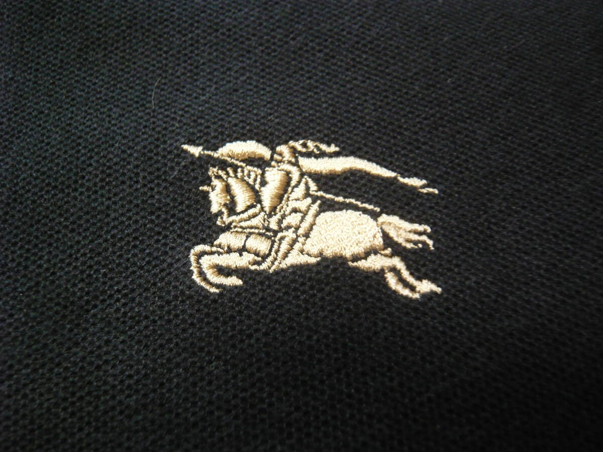 BURBERRY バーバリーブラックレーベル デュエボットーニ ボタンダウン 鹿の子ポロシャツ カノコ 黒 ブラック メンズ2(S)状態良_画像8