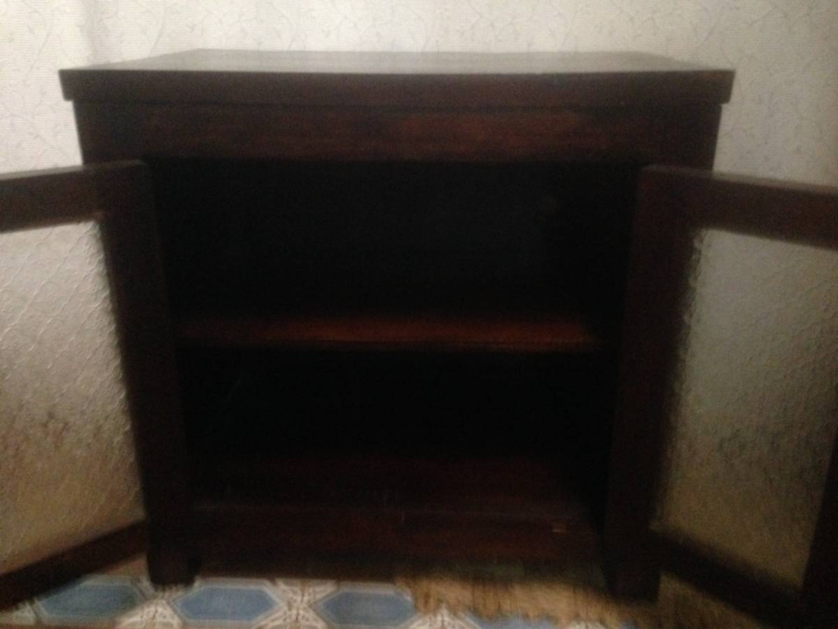 バリ家具 オールドチーク無垢材 キャビネット 格子ガラス扉 バリ家具 オールドチーク無垢材 キャビネット 格子ガラス扉