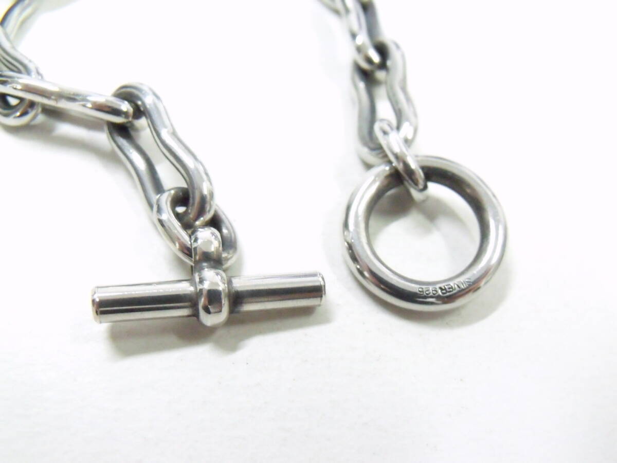 0 silver 925bo-n chain bracele [Size 16.5] made in Japan weight 46g vintage processing SILVER CHAIN BRACELET