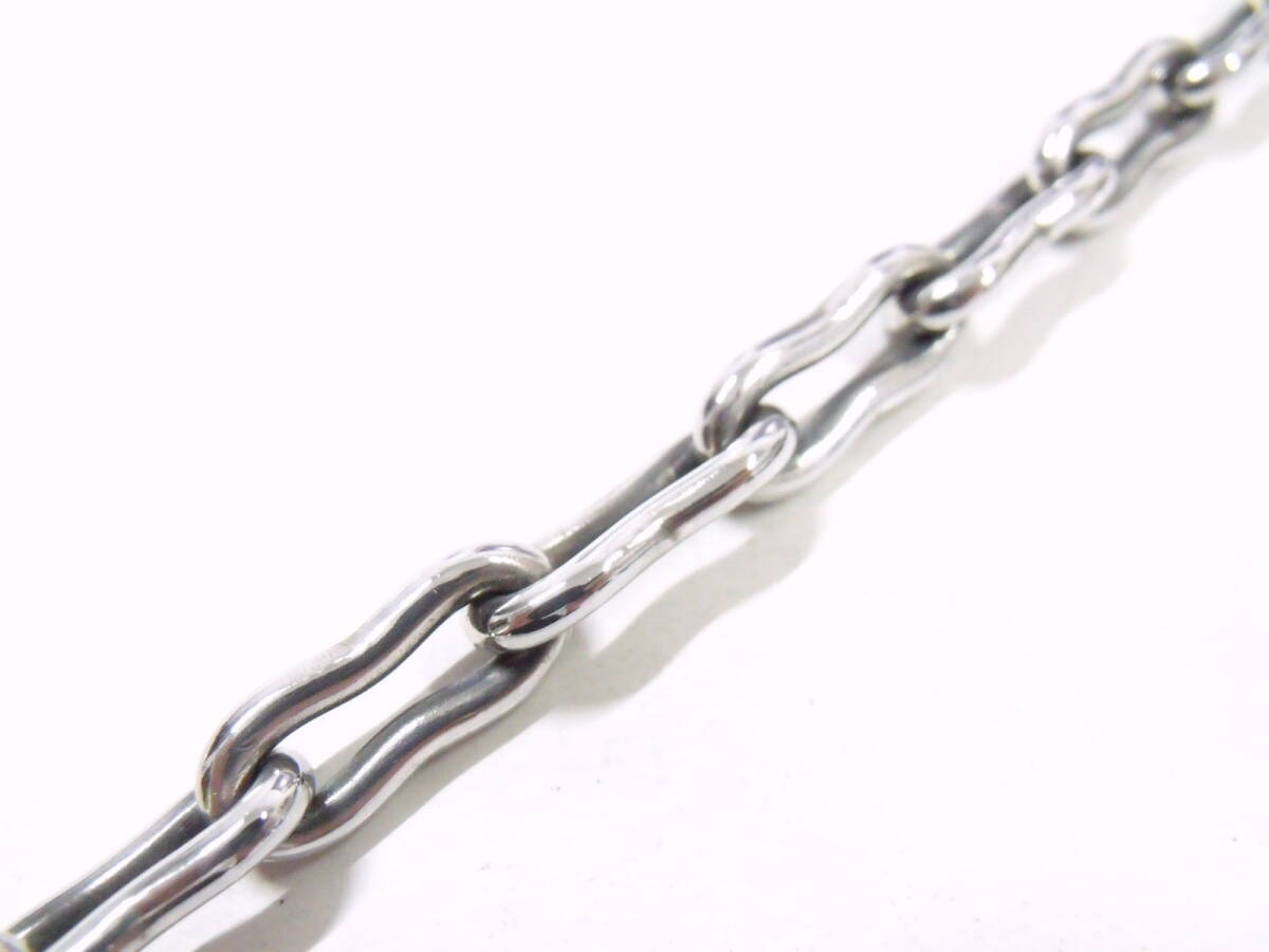 0 silver 925bo-n chain bracele [Size 16.5] made in Japan weight 46g vintage processing SILVER CHAIN BRACELET