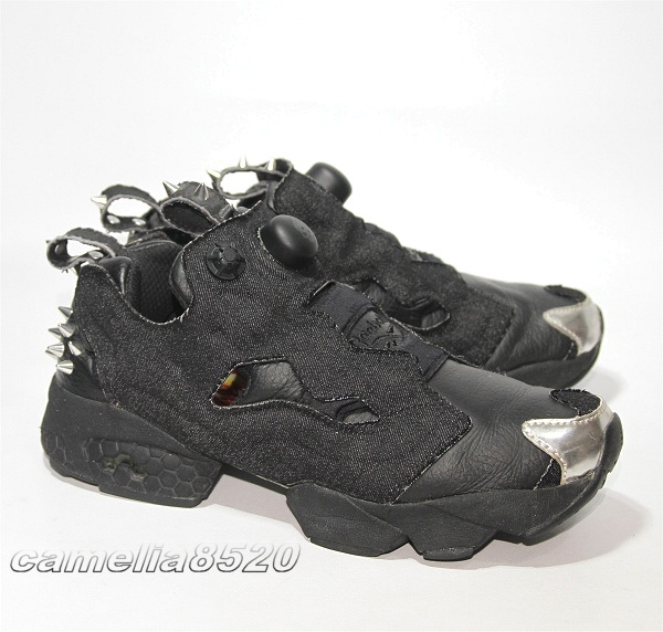 リーボック インスタポンプフューリー AR1716 スタッド 黒 ブラック レザー / デニム US6 24cm 中古 美品 REEBOK INSTA PUMP FURY OG HW_画像1