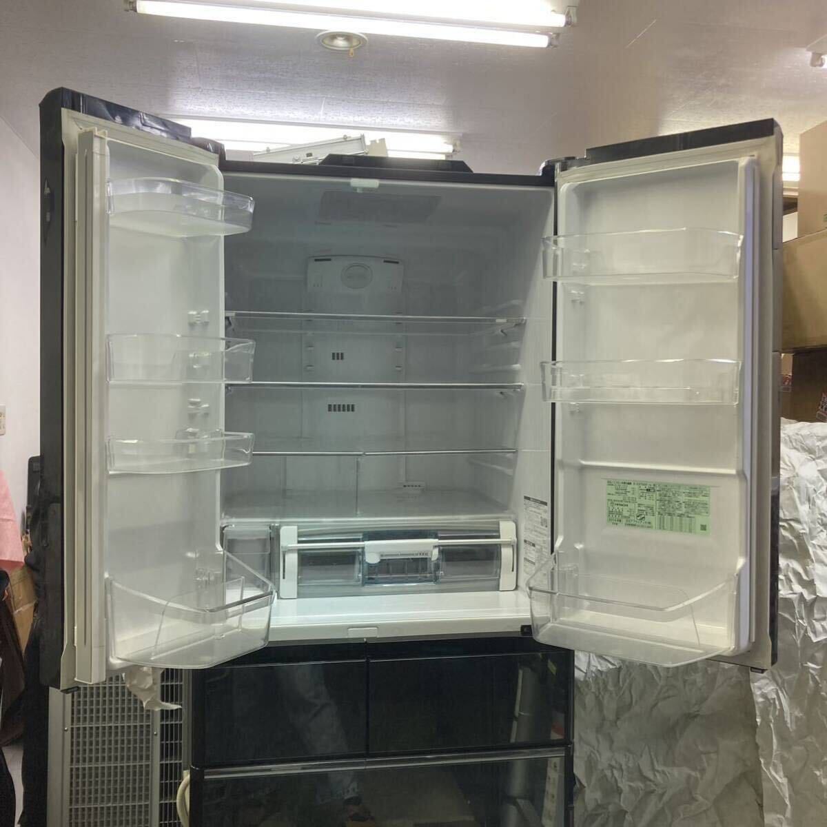 稼動品 日立 HITACHI ノンフロン冷凍冷蔵庫 R-X5700F(x)型 真空チルド ガラストップ クリスタルミラー 2016年製 6ドア _画像2