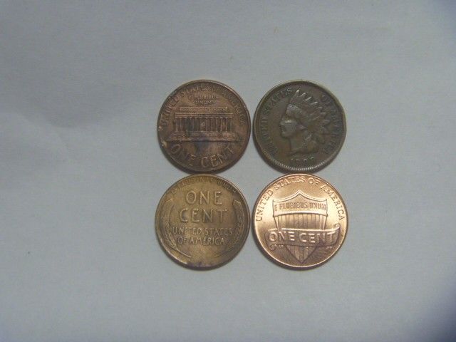 アメリカ 古銭 インディアンヘッドセント等 1セント硬貨4種 コイン 外国貨幣 外国銭 セット まとめ売り 同梱割引あり