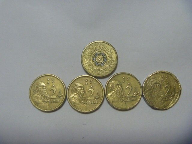 オーストラリア 記念硬貨等 2ドル5枚 古銭 外国貨幣 記念貨幣 コイン 外国銭 セット まとめ売り 同梱割引あり