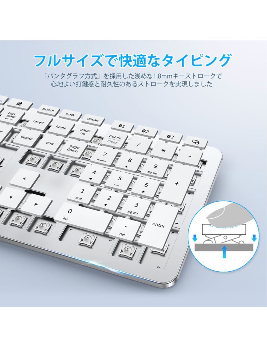 iClever Bluetooth ワイヤレス キーボード 日本語配列 フルサイズ マルチペアリング Type-C充電式 未使用品