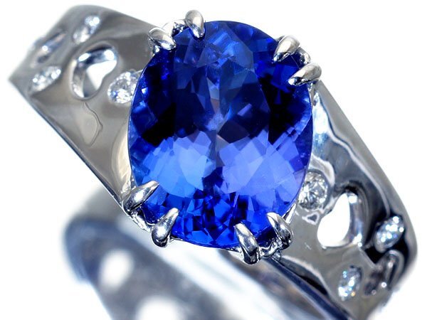 1 jpy ~[ jewelry ultimate ] super rare gem! large grain good quality natural tanzanite 3.25ct& good quality diamond 0.16ct high class Pt900 ring k8524rm[ free shipping ]