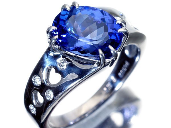 1 jpy ~[ jewelry ultimate ] super rare gem! large grain good quality natural tanzanite 3.25ct& good quality diamond 0.16ct high class Pt900 ring k8524rm[ free shipping ]