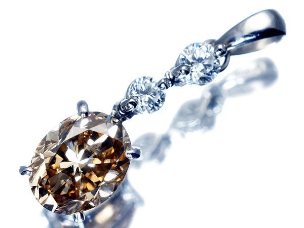 1円～【ジュエリー極】超希少！上質天然1粒ブラウンダイヤモンド1.713ct＆クリアダイヤ0.22ct 超高級Pt900ヘッド a1128zk【送料無料_画像1