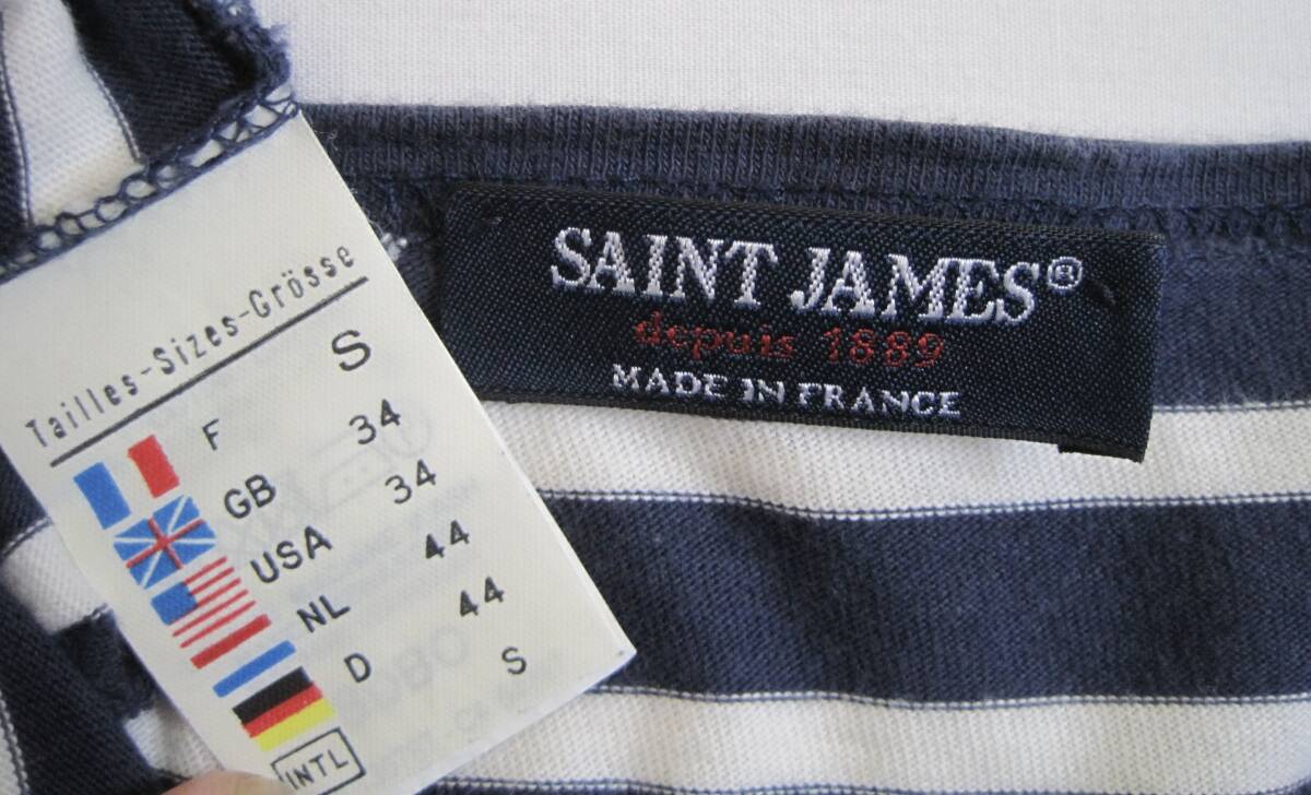 SAINT JAMES セントジェームス　ボーダーTシャツ　ネイビー系　S　フランス製_画像3