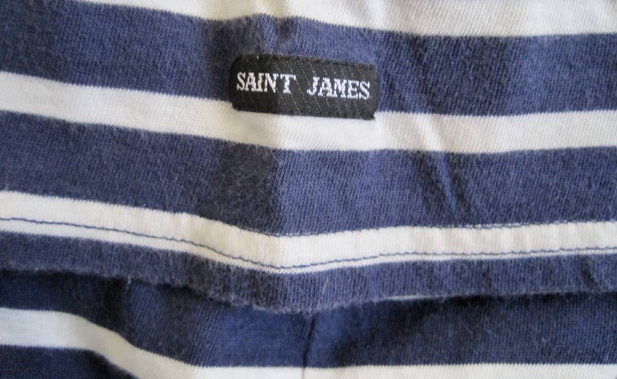 SAINT JAMES セントジェームス　ボーダーTシャツ　ネイビー系　S　フランス製_画像6