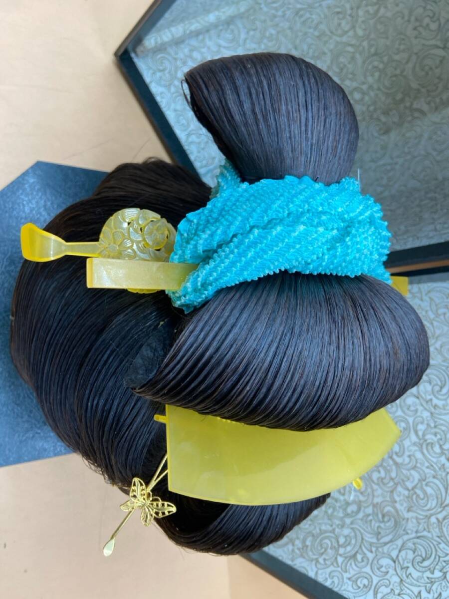 E225[ operation not yet verification goods ] old shop . tree wig historical play wig case attaching Japanese coiffure large . play Mai pcs lawn grass . costume . present condition goods 