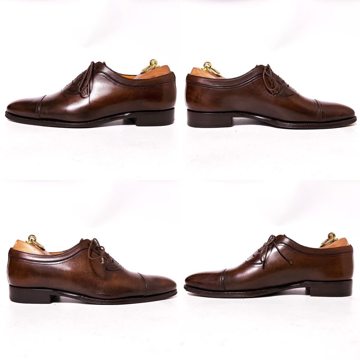 337. SANTONI サントーニ 6662 ストレートチップ ビジネスシューズ 革靴 レザーシューズ ブラウン 6.5F_画像3