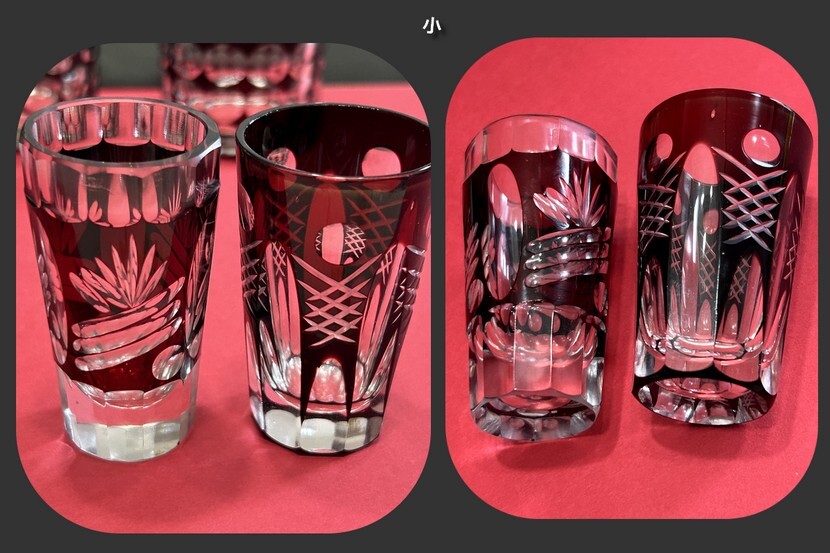 ★ 昭和初期の 江戸切子 グラス（３）＋ショットグラス（２）計5個セット・長期保管品_画像9