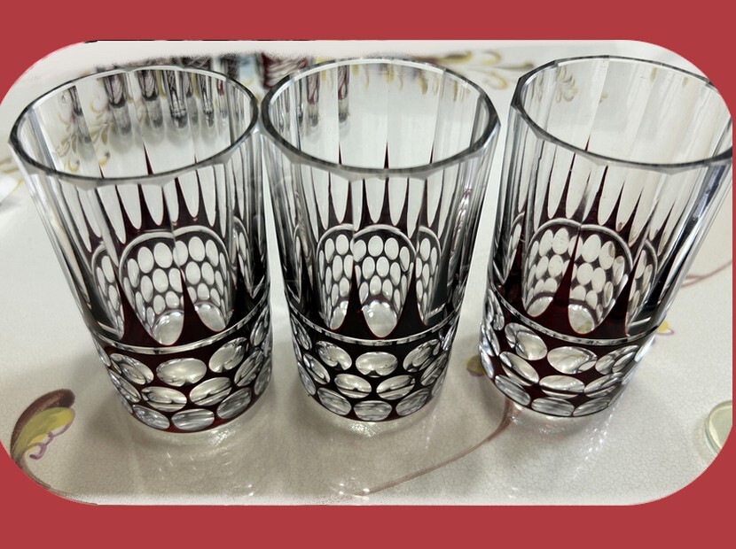 ★ 昭和初期の 江戸切子 グラス（３）＋ショットグラス（２）計5個セット・長期保管品_画像4