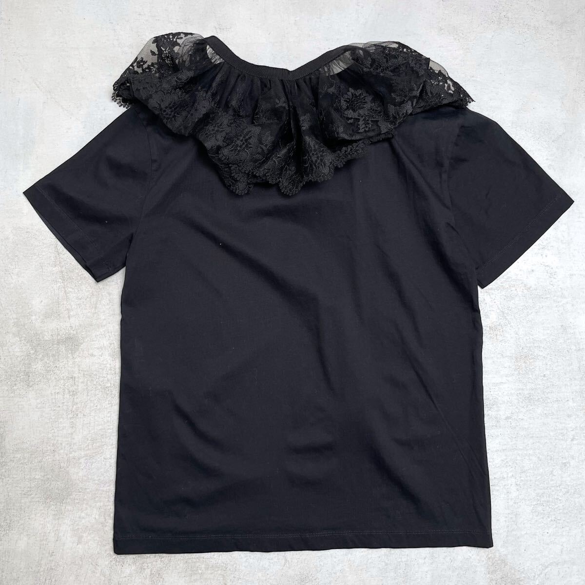 【美品】Patou パトゥ レース 付け襟 半袖 カットソー Tシャツ ロゴ S_画像2