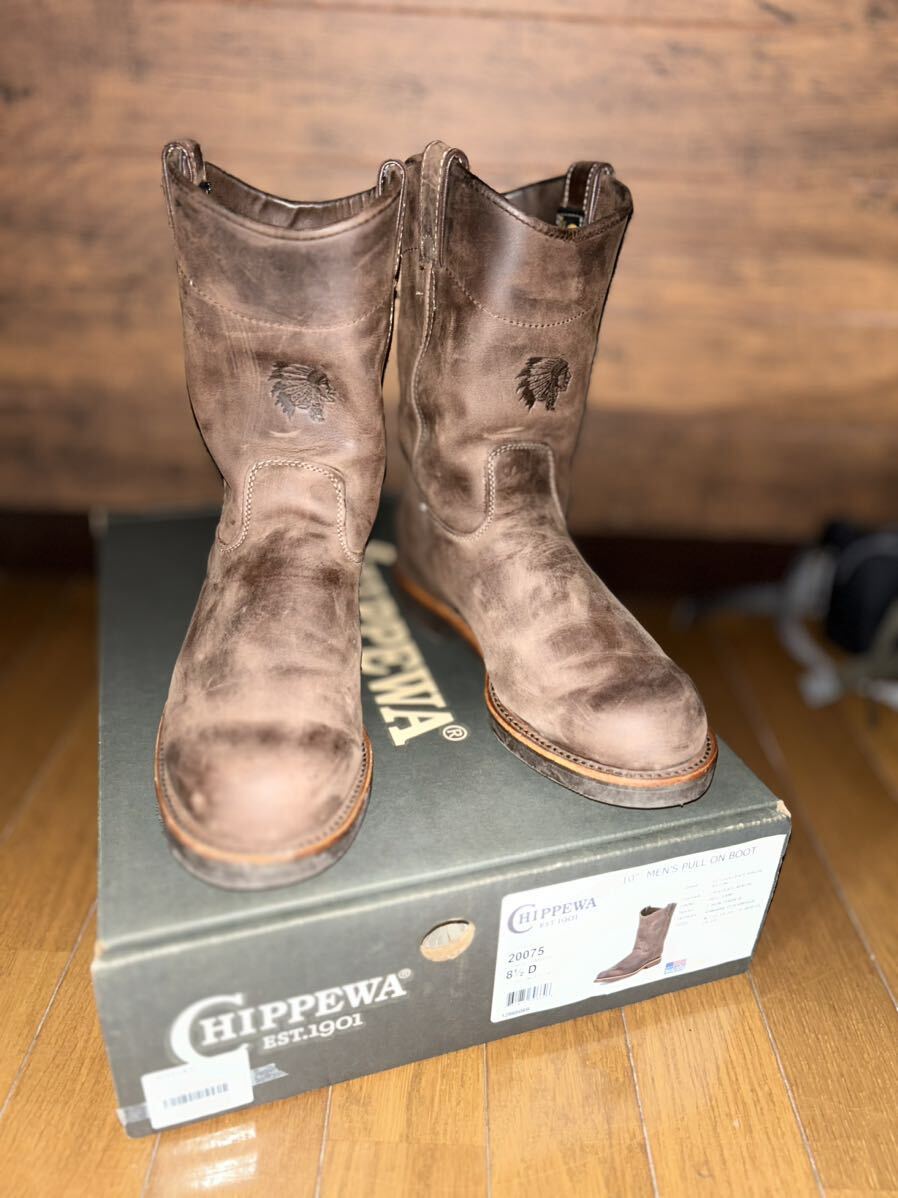 チペワ CHIPPEWA 10-inch Pull On Boots [CHOCOLATE APACHE] ペコス ブーツ ウェリントンブーツ 正規品 保証書付 メンズ ワークブーツ_画像10