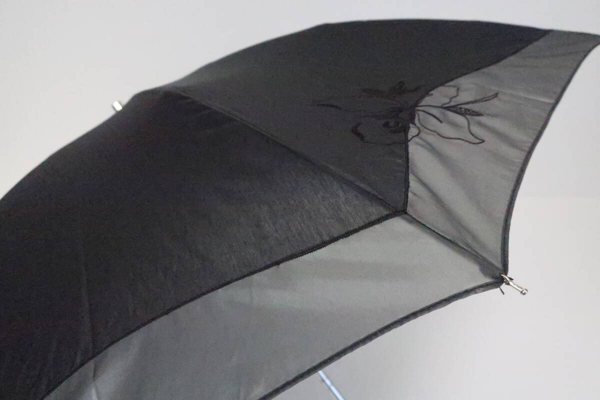 新品 ムーンバット製  オンリーアイ（伊勢丹オリジナル）  軽量 シルク混 紫外線防止加工 晴雨兼用高級日傘 ３ ブラック系の画像6