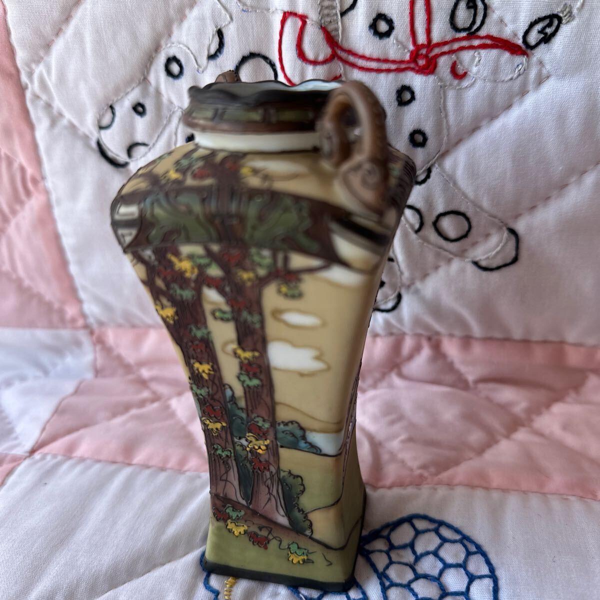 オールドノリタケウッドランドパターン花瓶 フラワーベース の画像5