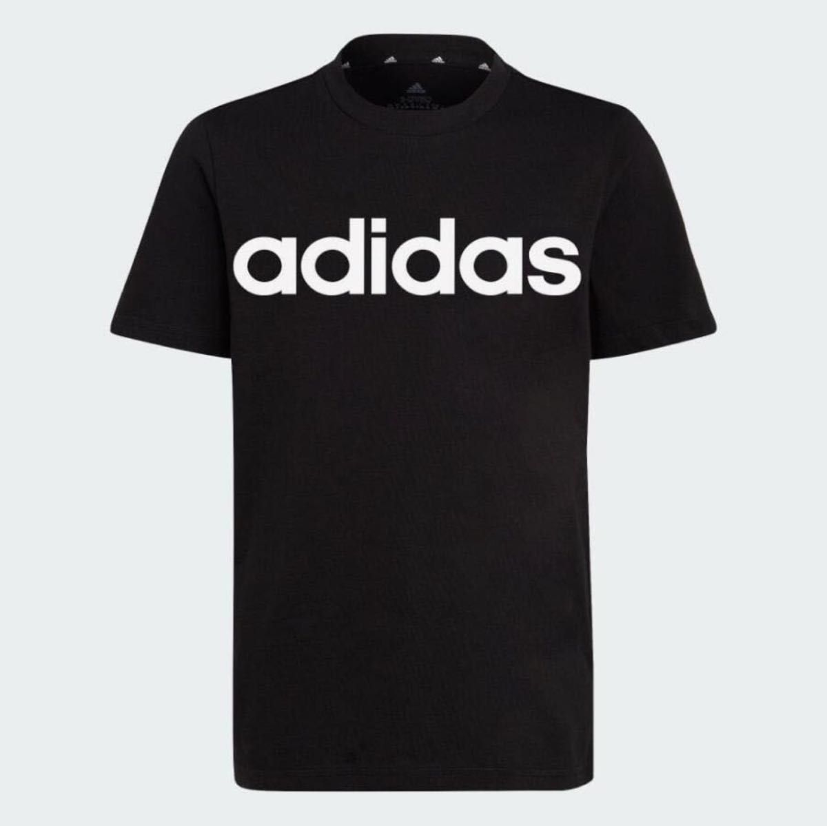 新品★adidasアディダス★130★快適!!半袖Ｔシャツ(ブラック 黒)・パフプリントロゴ!スウェットパンツ(ブルー 青)★上下