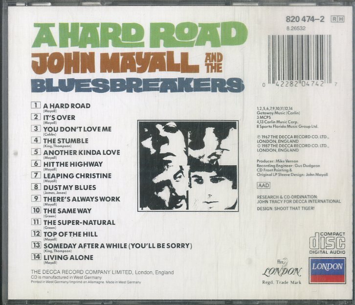 D00160103/CD/John Mayall & The Bluesbreakers「A Hard Road」_画像2