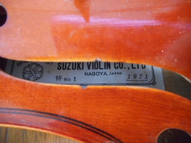 SUZUKI VIOLIN 特No1 1971年 鈴木バイオリン ケース付き ジャンクの画像3