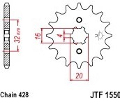 新品 JTF1550.13T フロントスプロケットYamahaRoad MT125(ABS)BR3 15-19YZF-R125 08-18/19/20 DT80LC1Germany83-84 DT80LC2Germany85-94_画像1