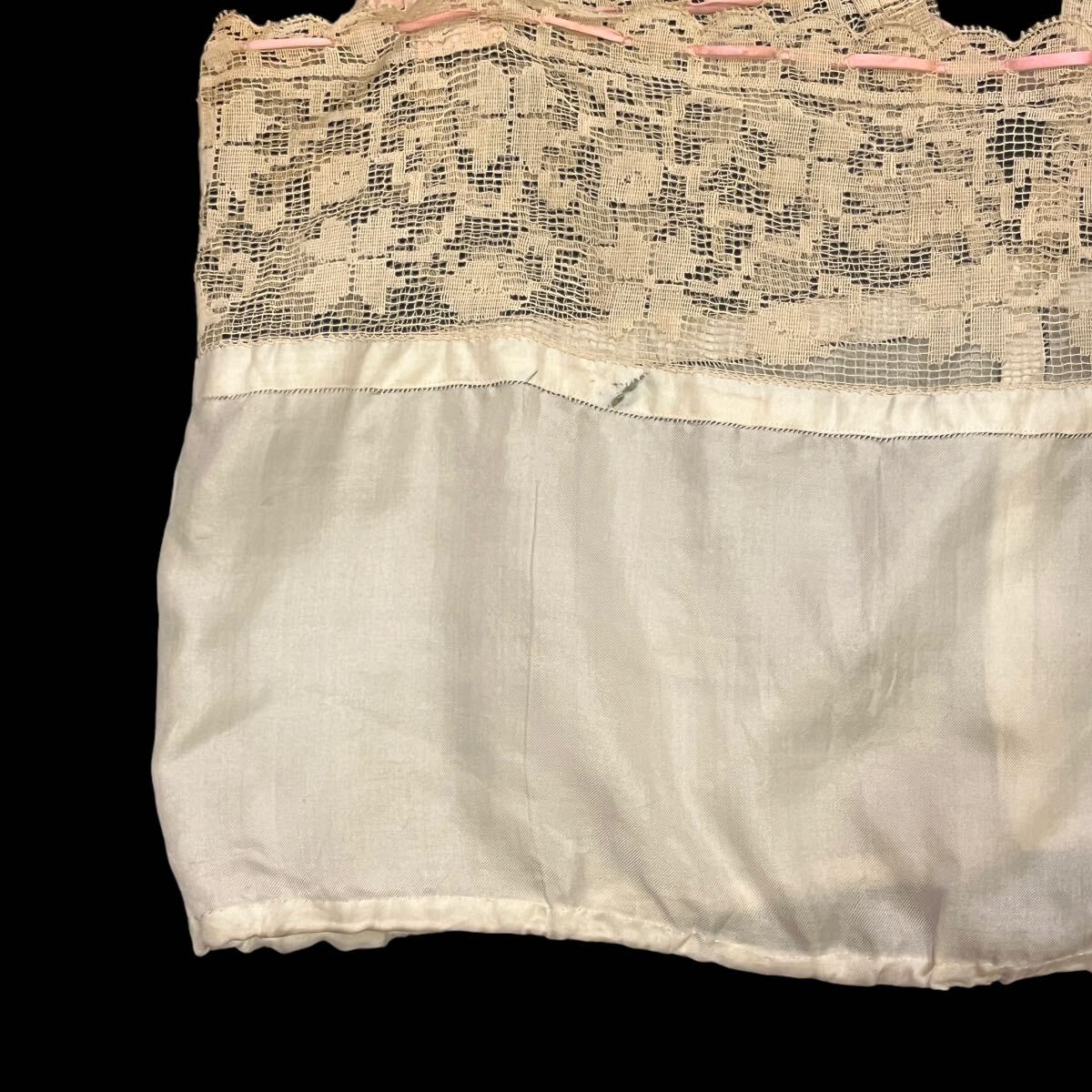  antique 20*s race silk camisole ribbon f trumpet -20 period antique vintage old clothes France 