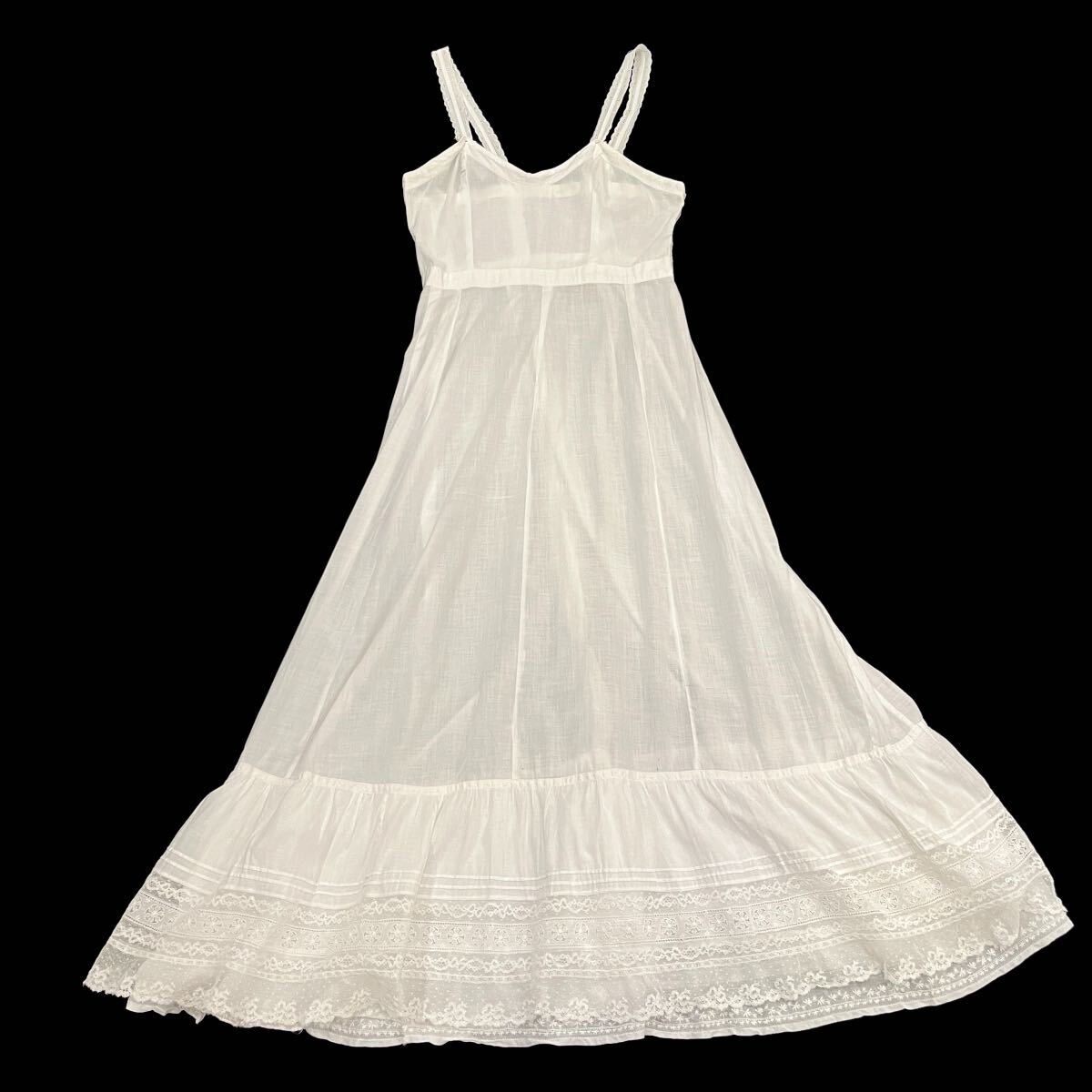 ビンテージ　アンティーク　コットン　レース　キャミソール　ワンピース　白　50’s 50年代　ウエディング ドレス vintage antique 古着_画像1