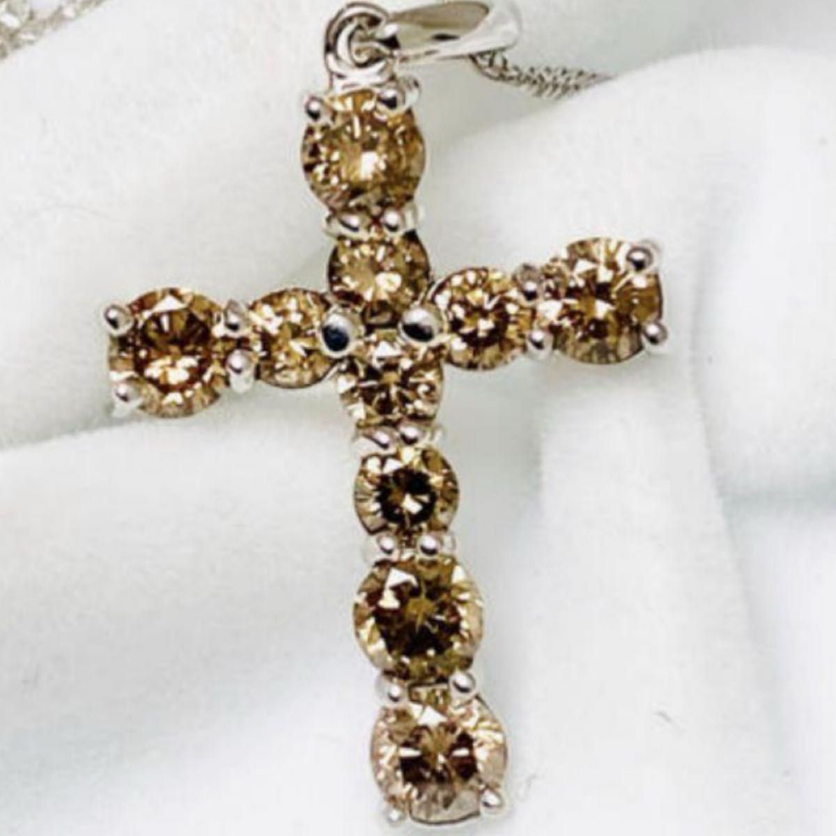 ブラウンダイヤモンド1ctクロスネックレストップ｜