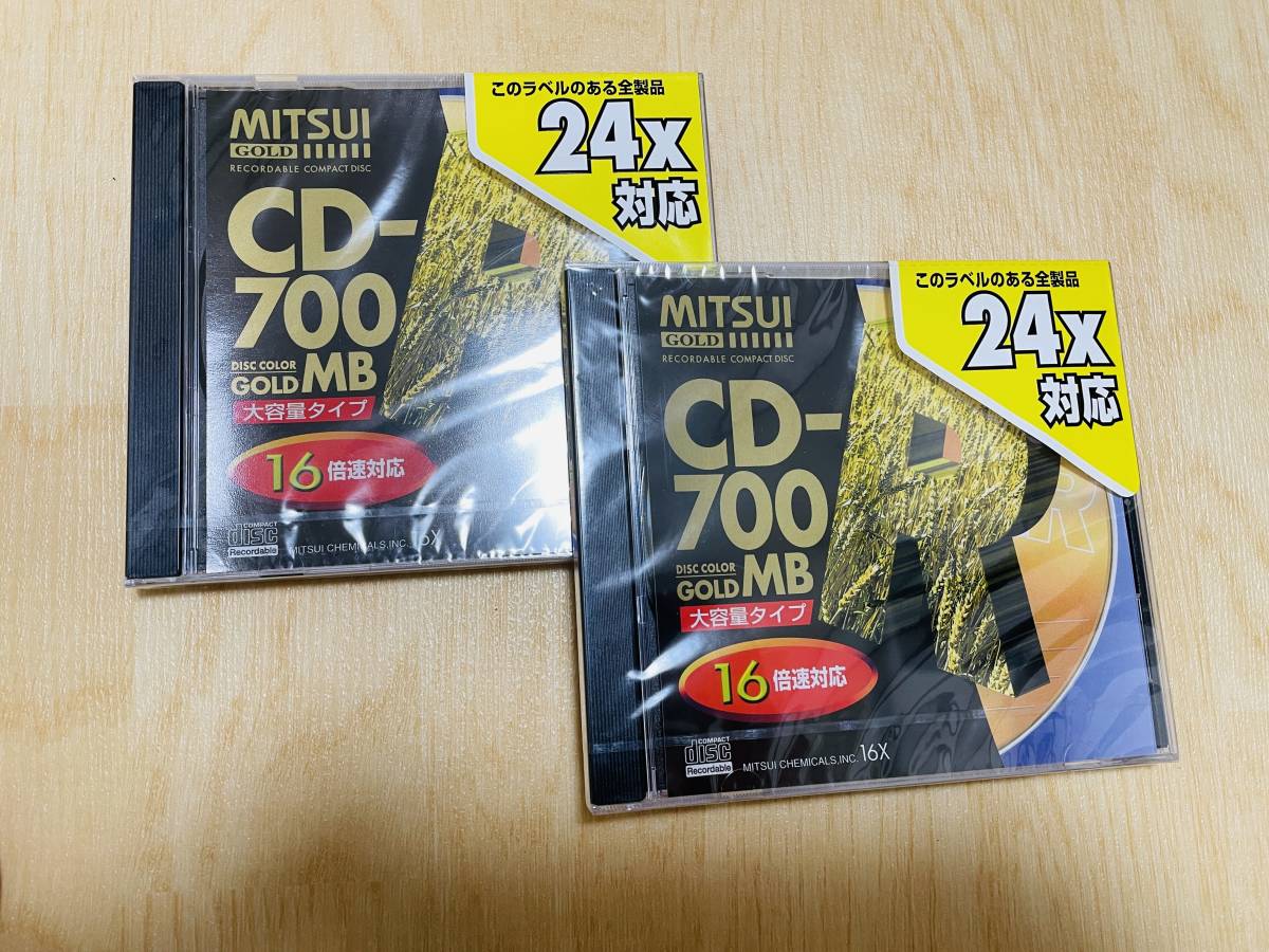 2枚セット・未開封・未使用品 MITSUI GOLD CD-R CDRT80MG-1P MITSUI GOLD RECORDABLE CD CD-700MB 16倍速対応 24x対応の画像1