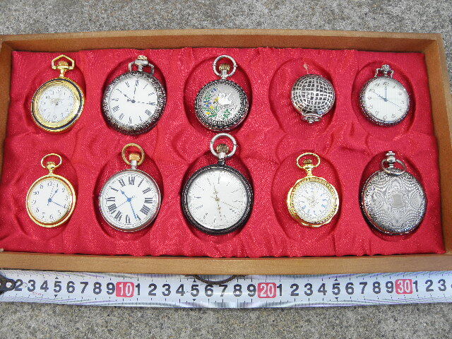 ⑥ pocket watch collection 60 piece together special case attaching / quarts QZ antique 