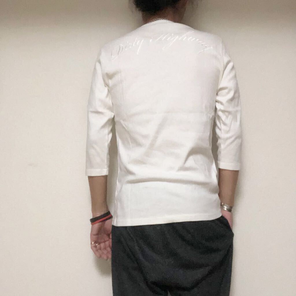 日本製シェラックshellac刺繍 七分袖ヘビーウエイトTシャツ48の画像2