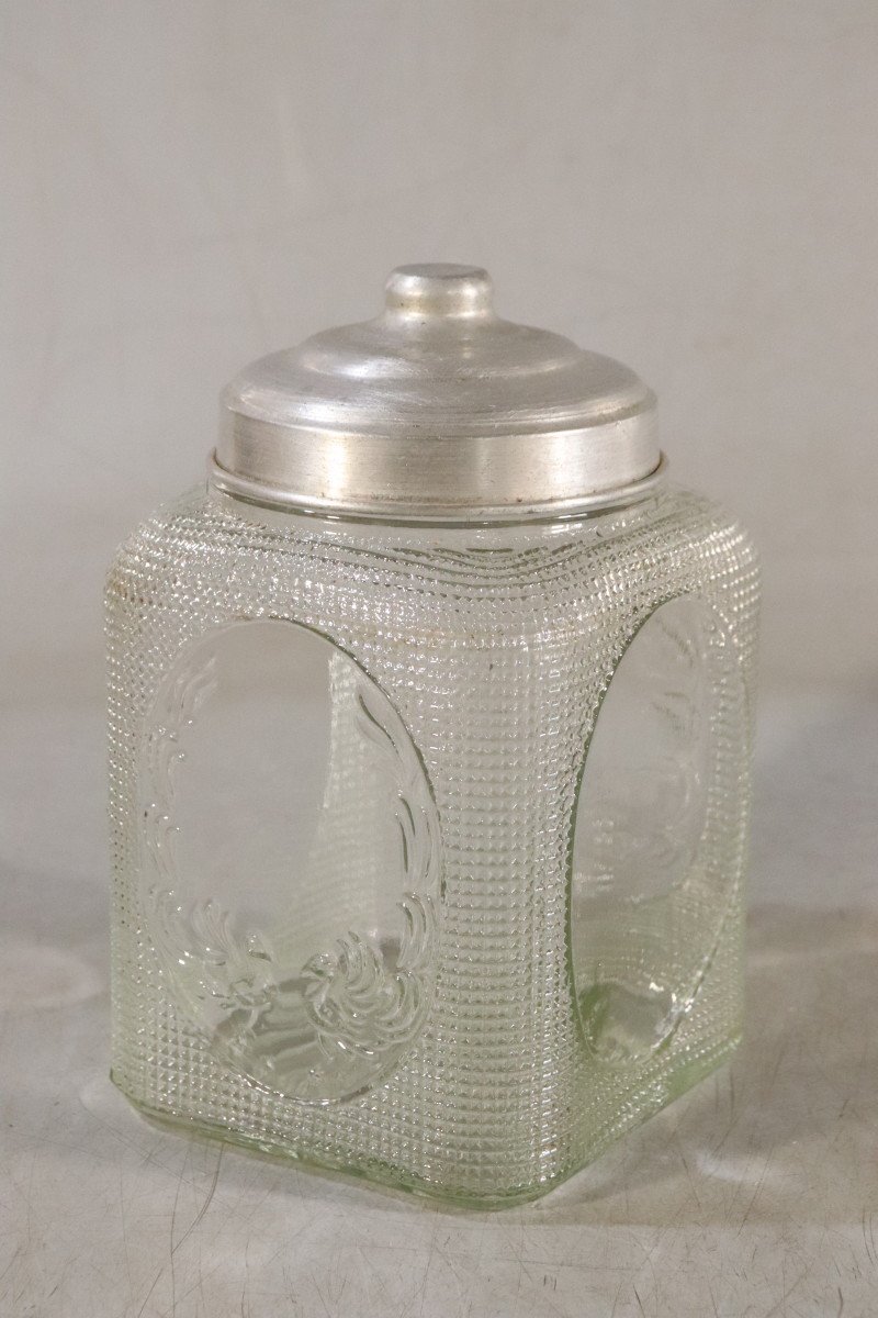 E549 sweets glass bottle / pastry bin / glass bottle / Showa Retro / antique glass / old miscellaneous goods / old tool /51469