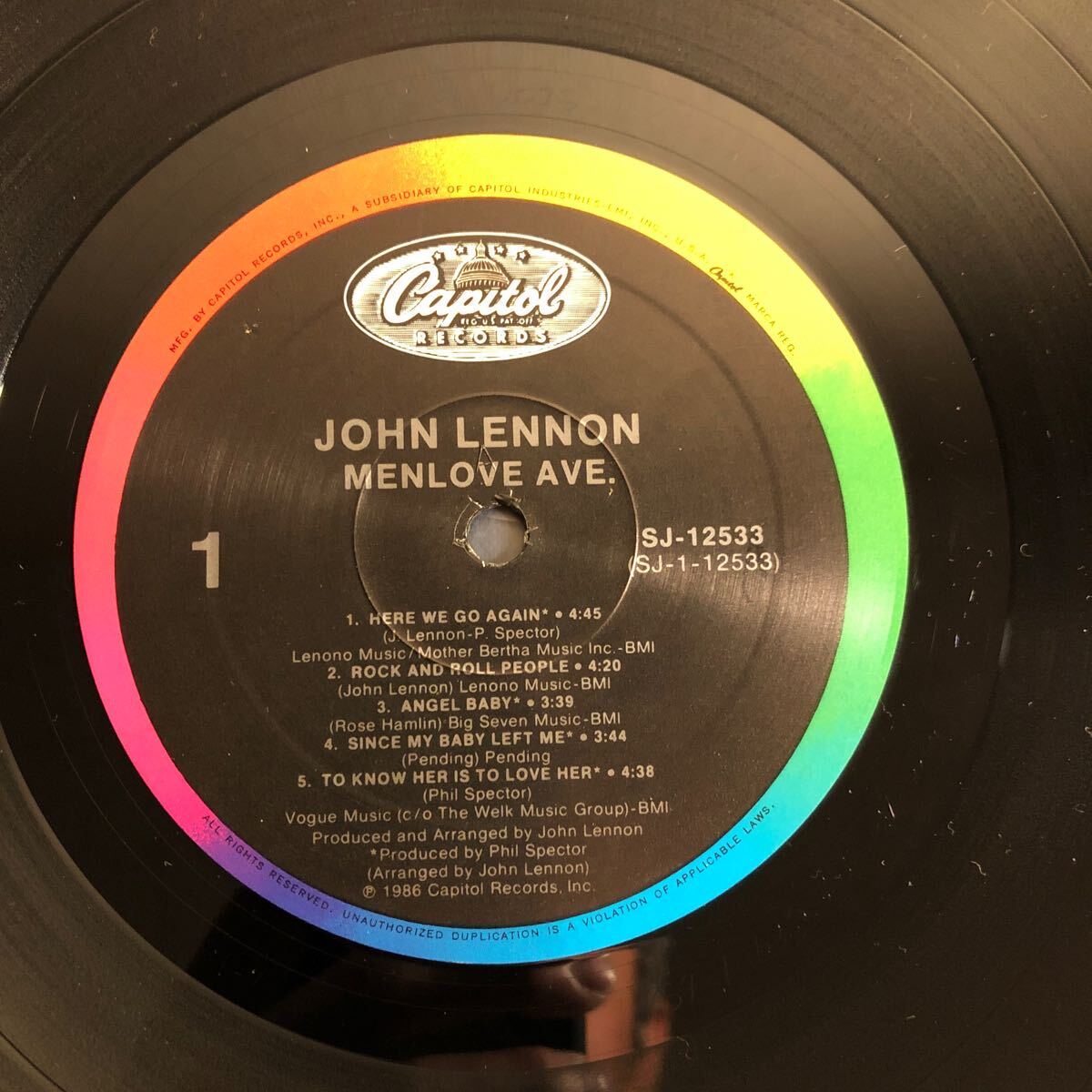 美品 John Lennon Menlove Ave. LP レコードの画像4