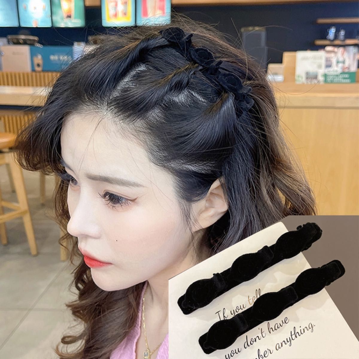 【2個セット】編み込み風 3連 ヘアクリップ ヘアピン ヘアゴム 髪飾り おしゃれ 可愛い バレッタ  ヘアアクセサリー