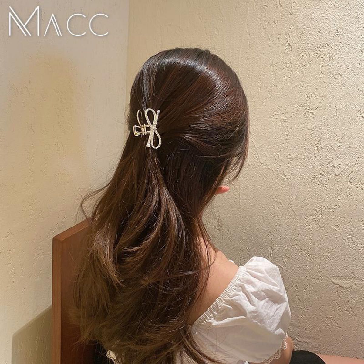 【2点セット】キラキラ  ヘアクリップ　リボン   パールラインストーン バンスクリップ 韓国 ヘアアクセサリー 髪飾り ヘアピン