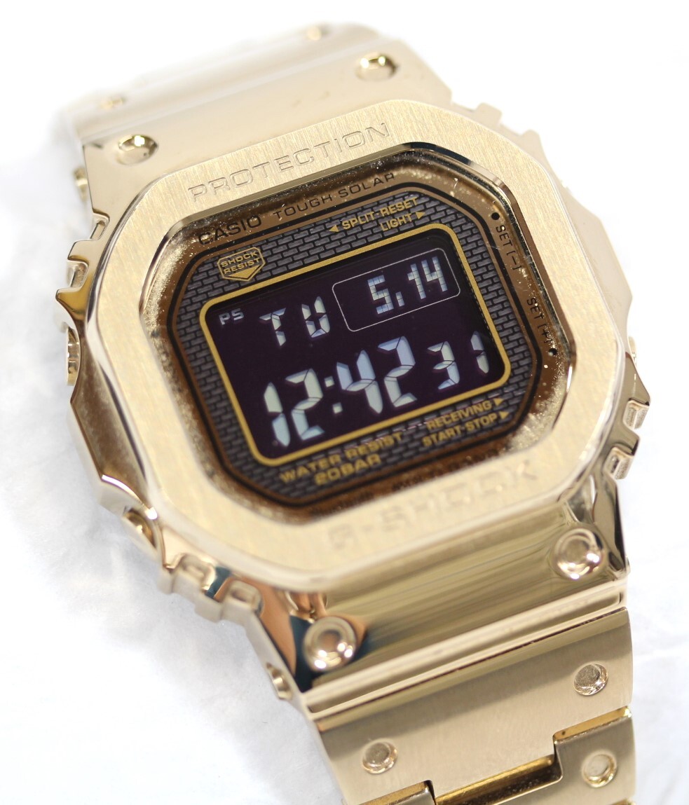 Y6218#◆中古品◆CASIO カシオ G-SHOCK 5000 SERIES タフソーラー電波時計 フルメタル GMW-B5000GD-9JF モバイルリンク機能付_画像3