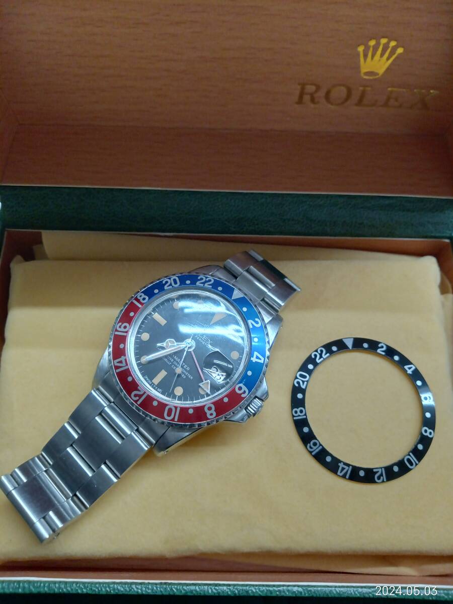 ロレックスヴィンテージRef1675　 GMTマスターカスタム　ROLEX Cal.1570(1575)オリジナルムーブメント搭載　ブラックベゼル付き_画像1