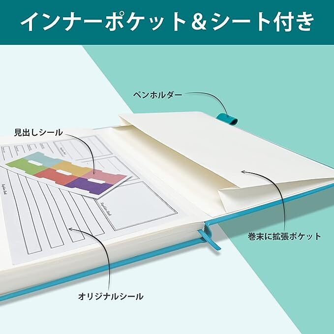 ブラック 2冊セット A5 ハードカバーノートブック無地 リングノート A5 ビジネス A5 ノート ペンホルダー付き 80枚_参考写真