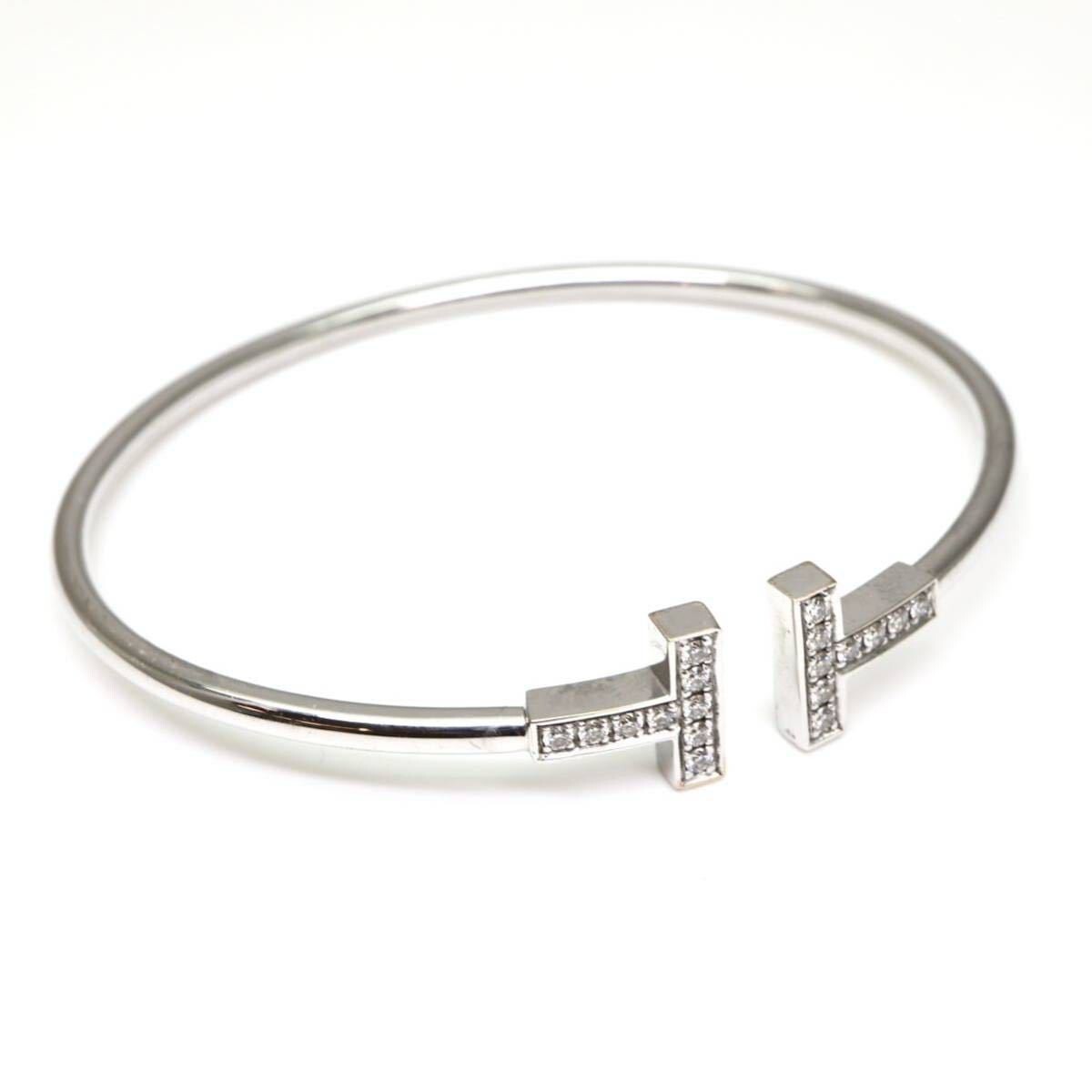  rare men's L TIFFANY&Co.( Tiffany )* natural diamond T series wire bracele * jewelry regular price 786,500 jpy 