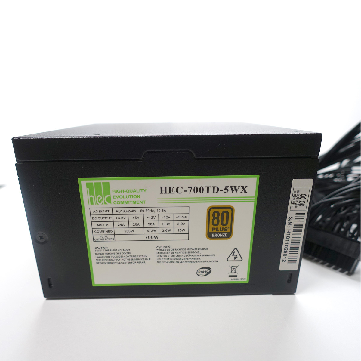 【送料無料】700W ATX電源 HEC-700TD-5WX 80PLUS BRONZE認証