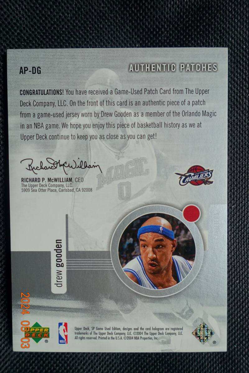 Drew Gooden 2004-05 SP Game Used Authentic Patches #009/100の画像2