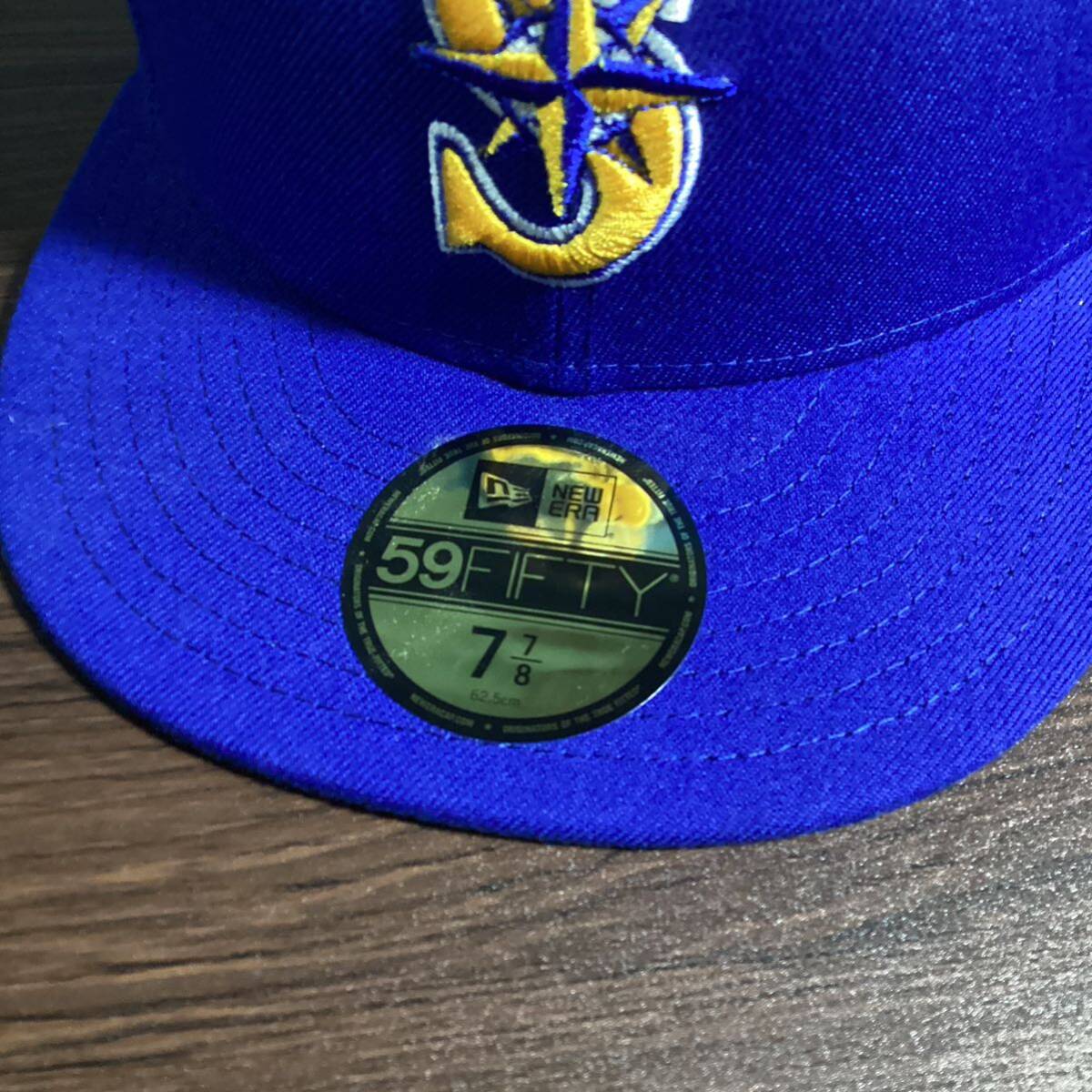 【未使用品】NEW ERA ニューエラ キャップ シアトルマリナーズ バーントウッド 59FIFTY 77/8 62.5cm 帽子 MLB マリナーズ イチロー ブルーの画像6