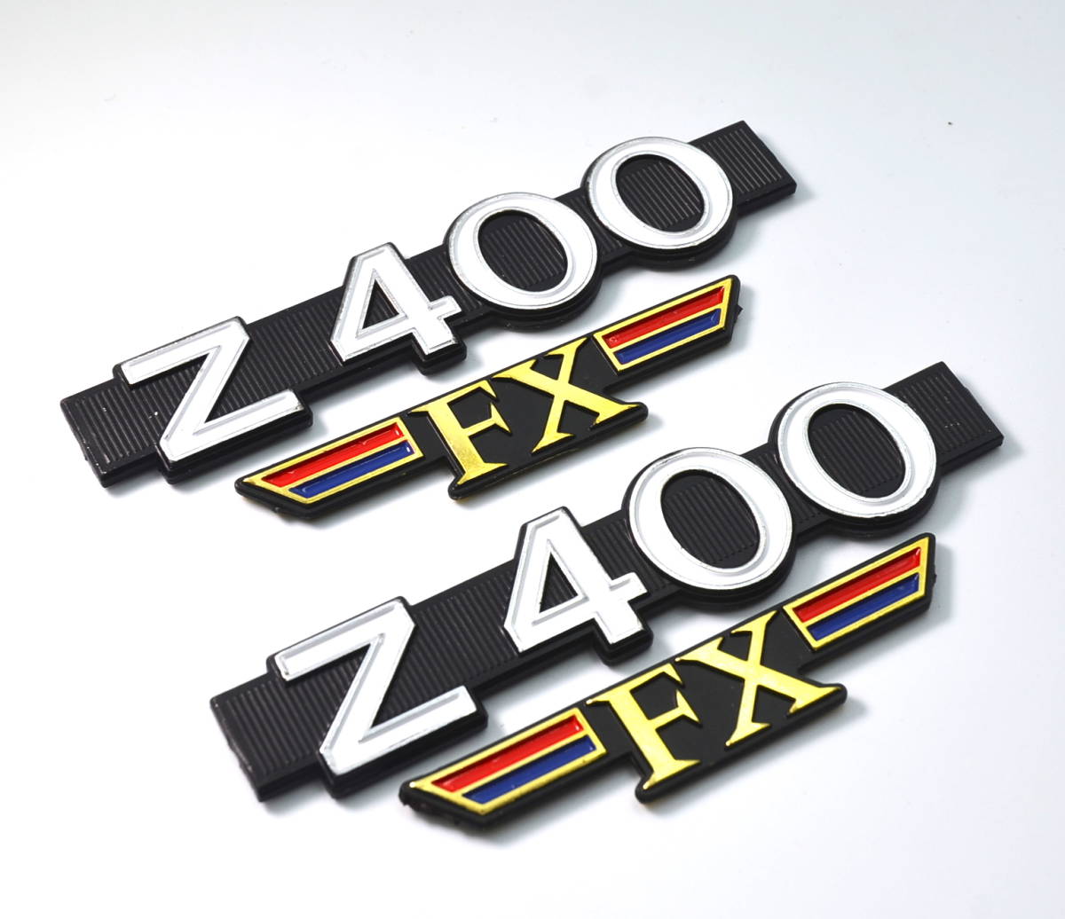 Z400 FX 新品 サイドカバー ゴールドエンブレム セット 検/Z550FX GPZ χ Z400GP Z1 Z2 MK2 Z1R XJ XJR CBX GS ヨシムラ BEET 当時物 旧車_画像2